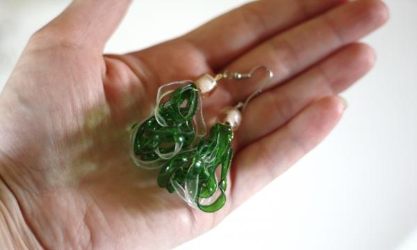 Earrings made from plastic bottles