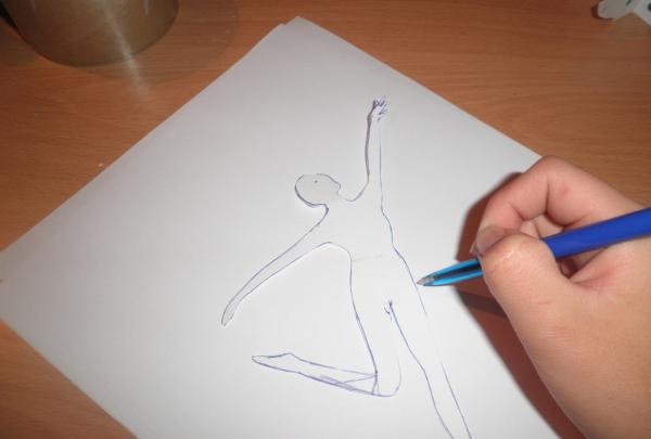 nupiešti šokančios balerinos šabloną
