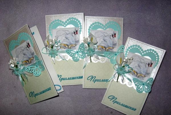 Wedding invitations with swans