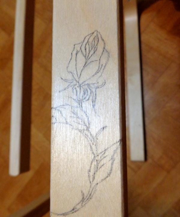 Sketch of a drawing on wood