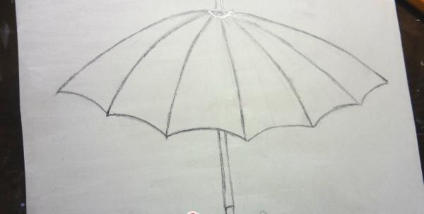 Tegning af en skitse af en paraply