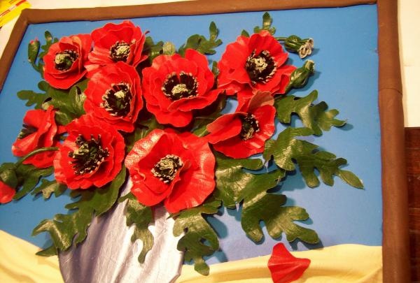 Faux leather poppies