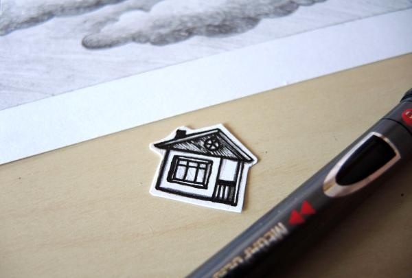 uzzīmē māju ar gēla pildspalvu