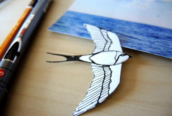 Cut out the drawn bird