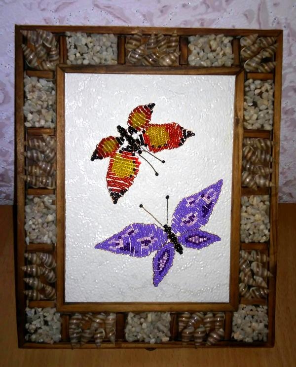 Panel Butterflies made of beads