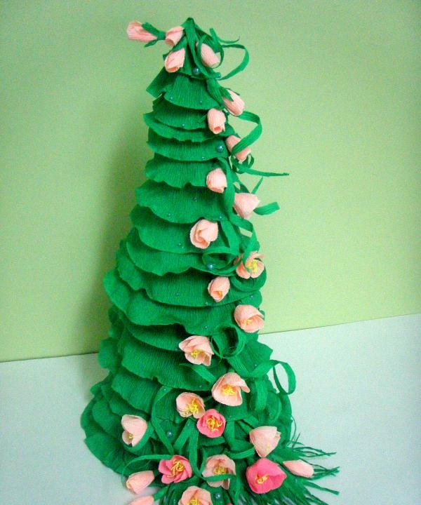Juletræ lavet af bølgepapir