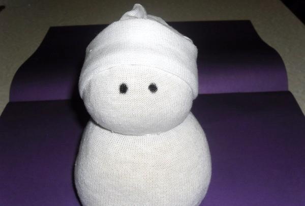 muñeco de nieve calcetín