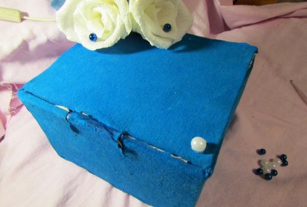 box with paper flowers