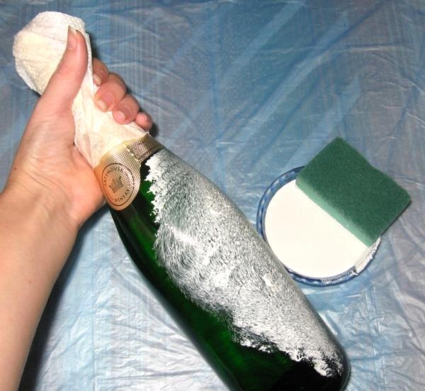 decoupage pezsgős üveg