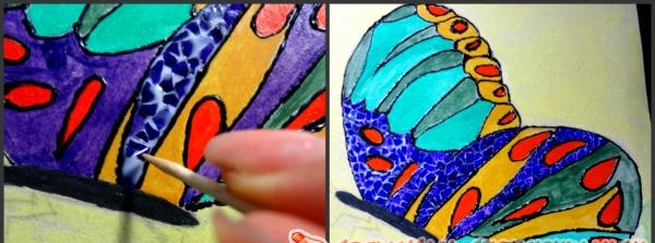 malování mozaiky ze skořápky