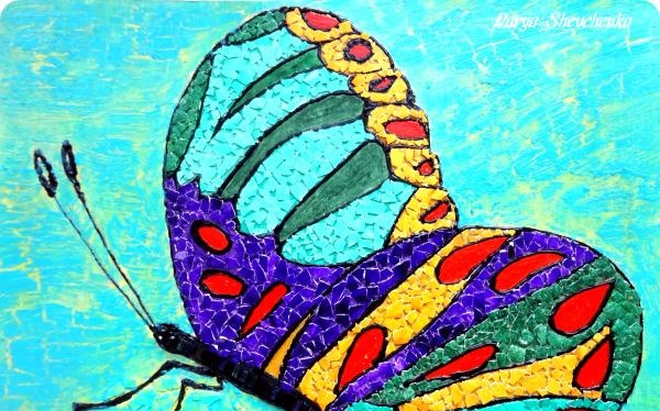pintura em mosaico de casca de ovo