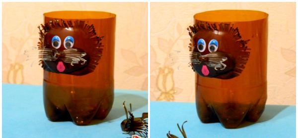 Flower pot made from a plastic bottle