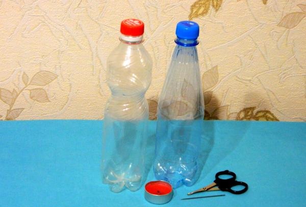 Pasu yang diperbuat daripada botol plastik