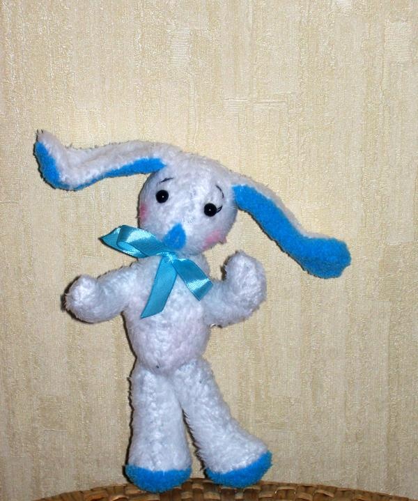 bunny with blue ears