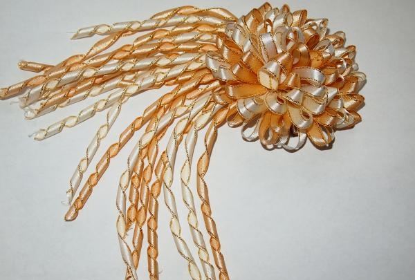 Saten kurdelelerden yapılmış denizanası saç tokası