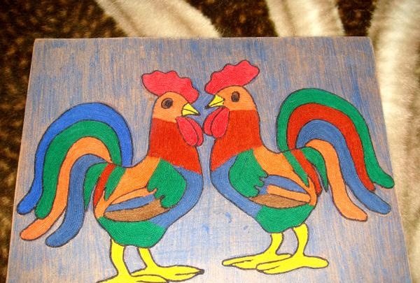 Painting Roosters using nitcography technique