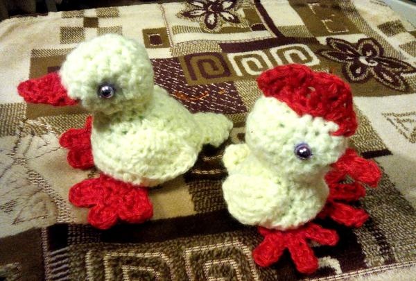 Crochet chicken and duckling