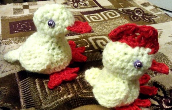 Crochet chicken and duckling