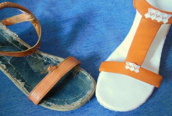 Substituindo a palmilha de sandálias velhas