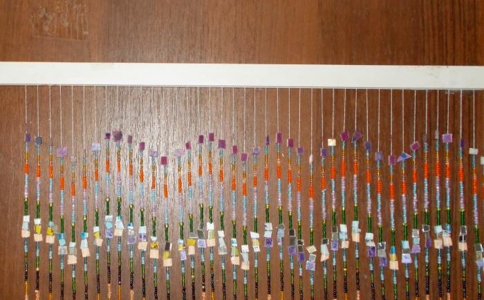 Curtain and lampshade made of beads