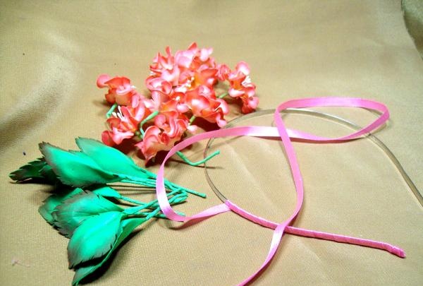 headband with flowers made of foamiran