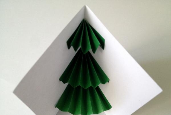 Kaip padaryti atviruką su 3D Kalėdų eglute