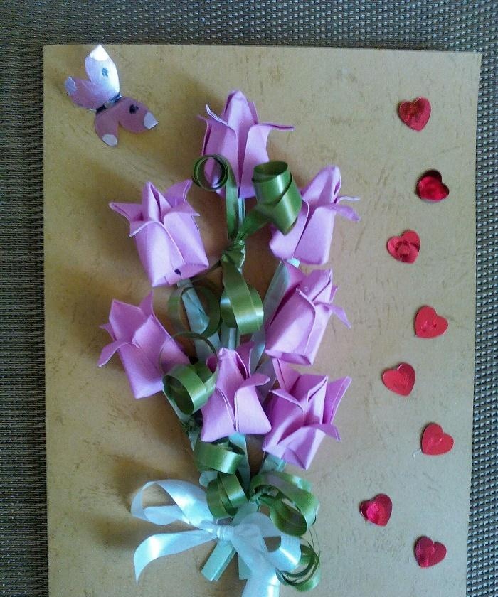 3D card na may origami tulips