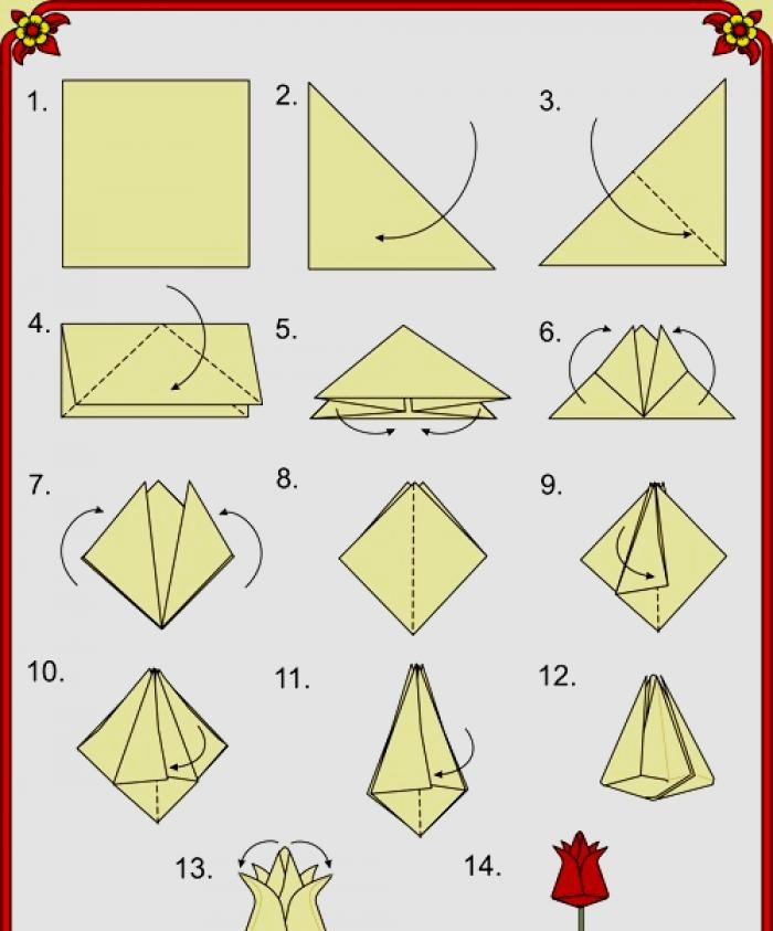3D-kort med origami tulpaner