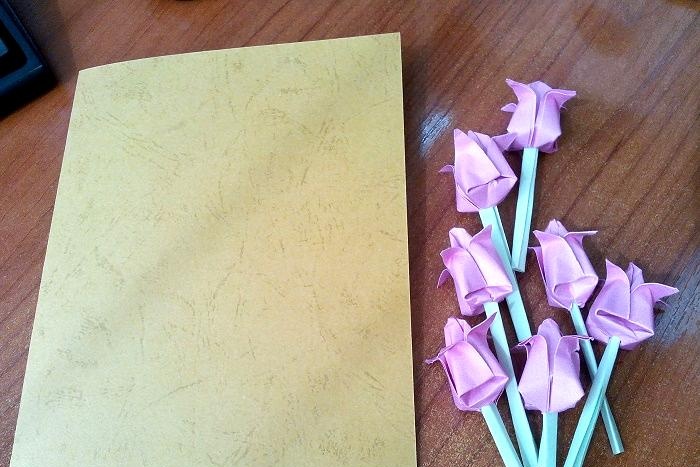 3D card with origami tulips