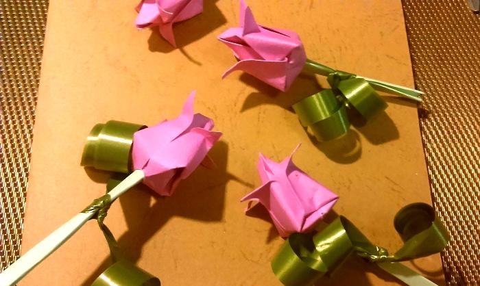 Scheda 3D con tulipani origami