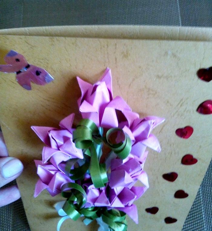 3D card na may origami tulips