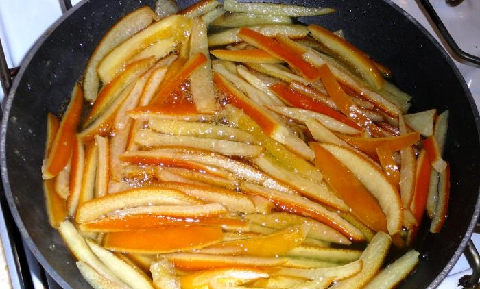 Candied orange peels without oil