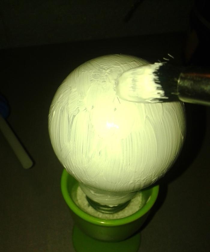 Snowman made from a light bulb