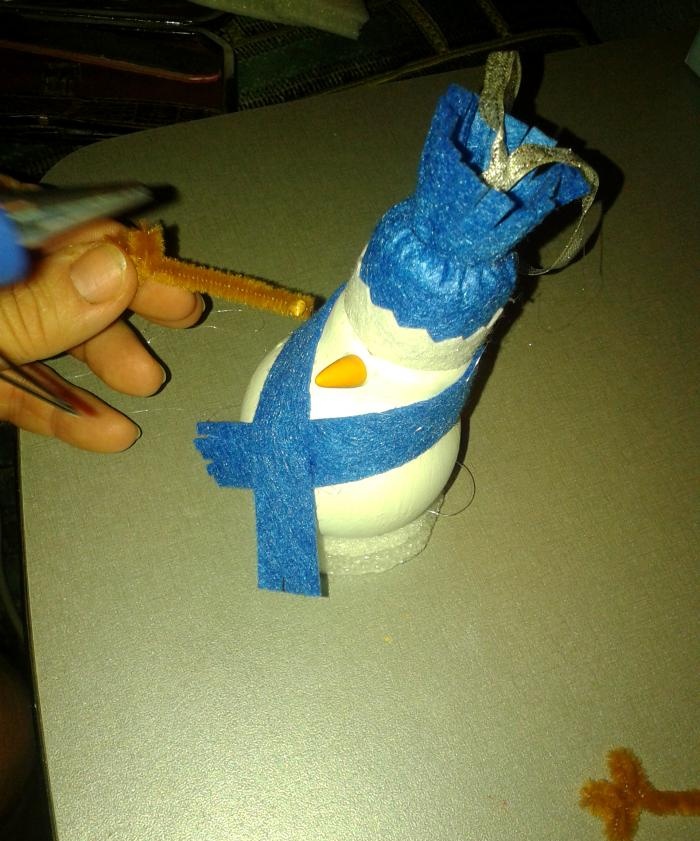 Snowman made from a light bulb