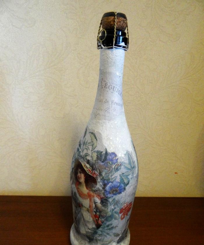 decoupage champagneflaske