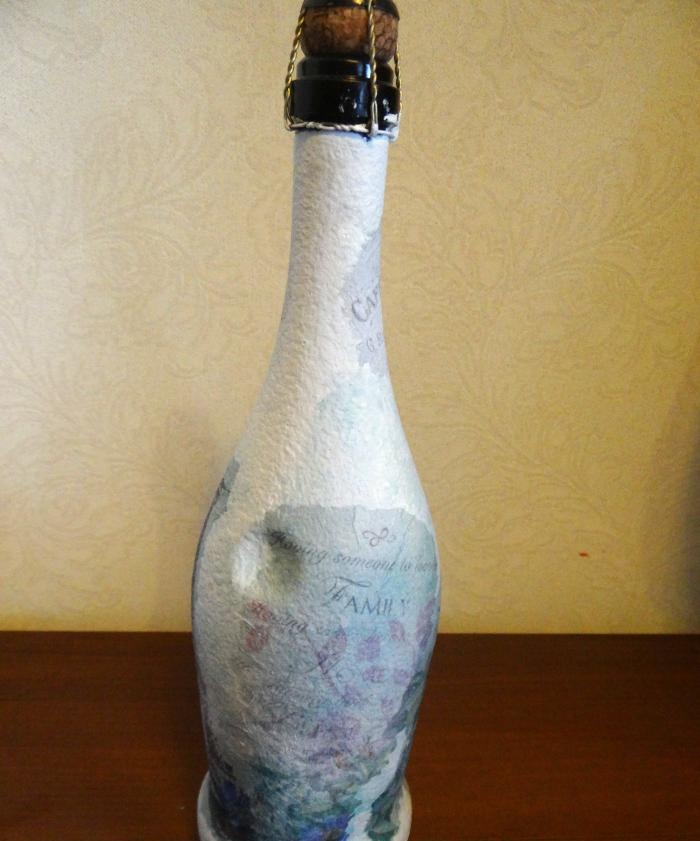 decoupage champagneflaska