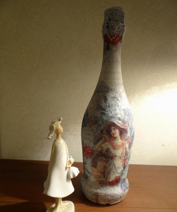 Decoupage-Champagnerflasche