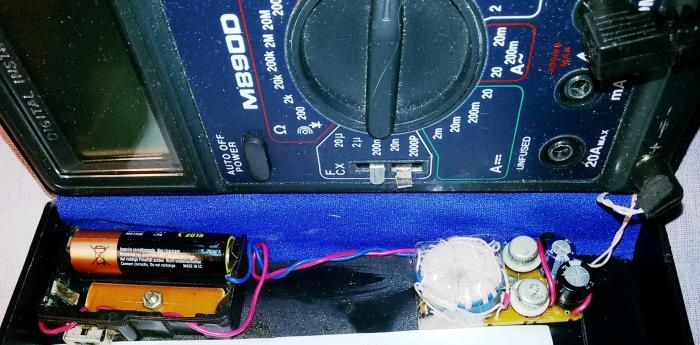 Placing the converter in the multimeter case