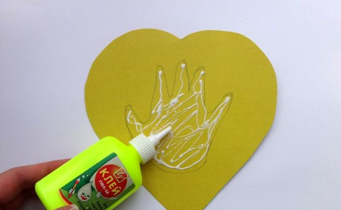 Postcard Heart with a child's palm