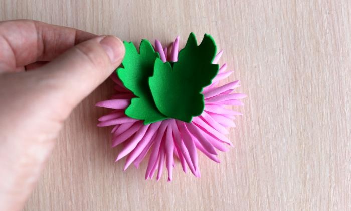 Hairpin made of foamiran Chrysanthemum