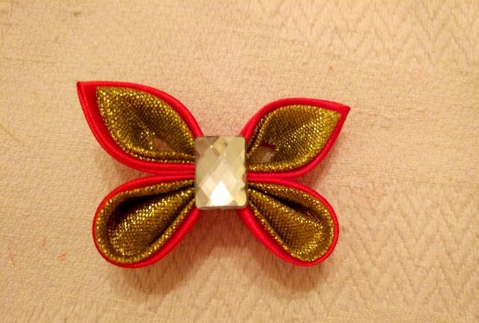 Butterfly made from ribbons using the Kanzashi technique