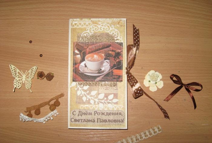 Máquina de chocolate com cartão de café