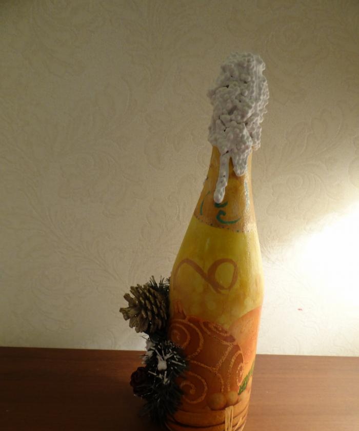 Decoupage champagnefles