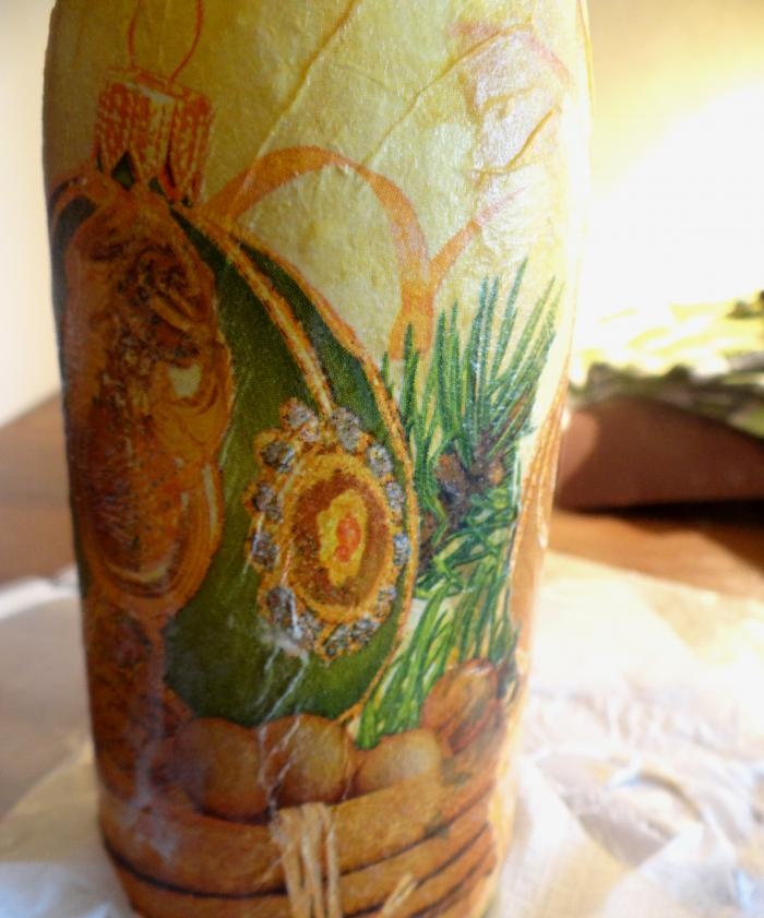 Decoupage champagneflaska