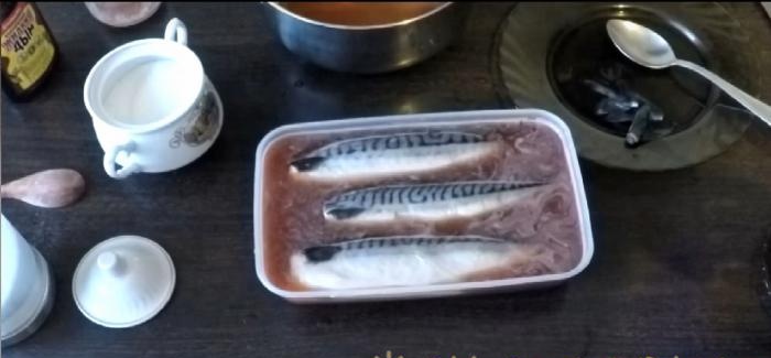 Cooking mackerel by cold smoking