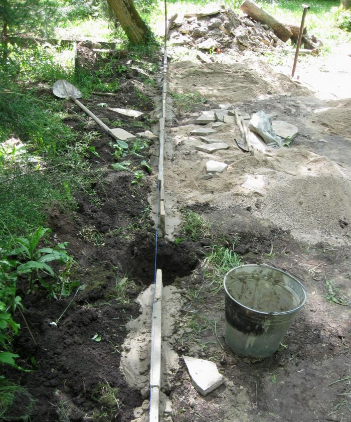 Pose du chantier en grès