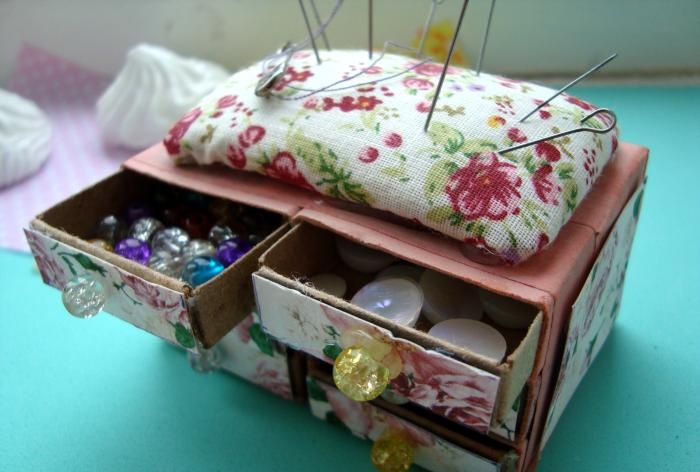 Chest of drawers made of matchboxes