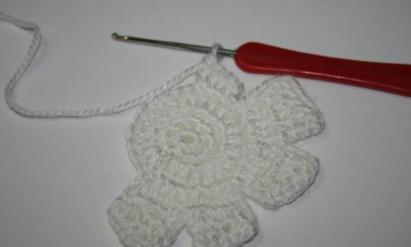 We begin to knit the petals