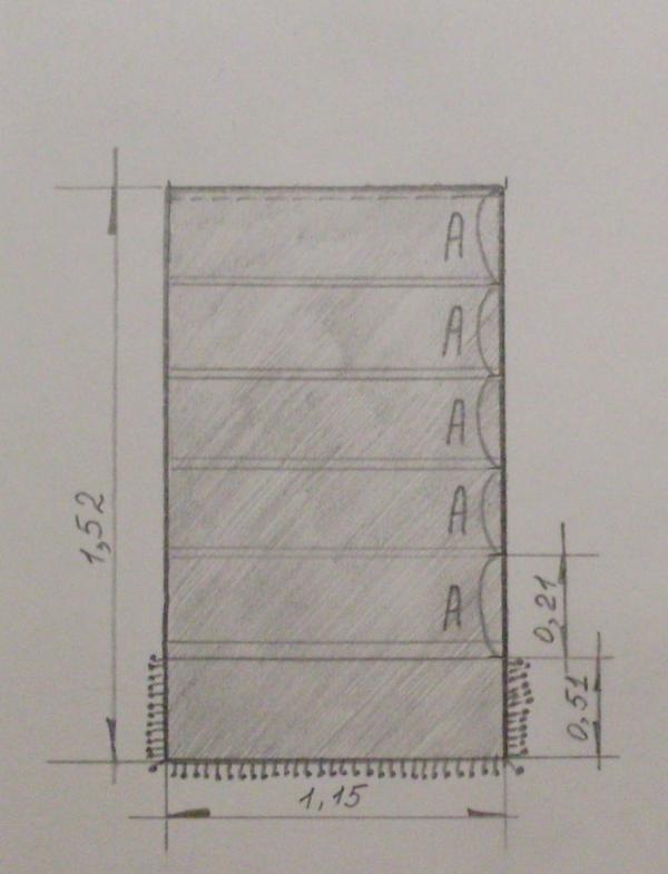 O diagrama mostra uma cortina romana