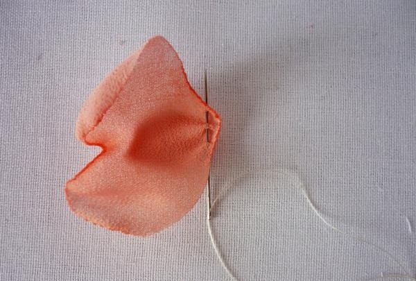 assembling a rose from fabric